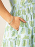 Plus Size Light Blue Pure Cotton Ethnic Motifs Printed Tiered Dress